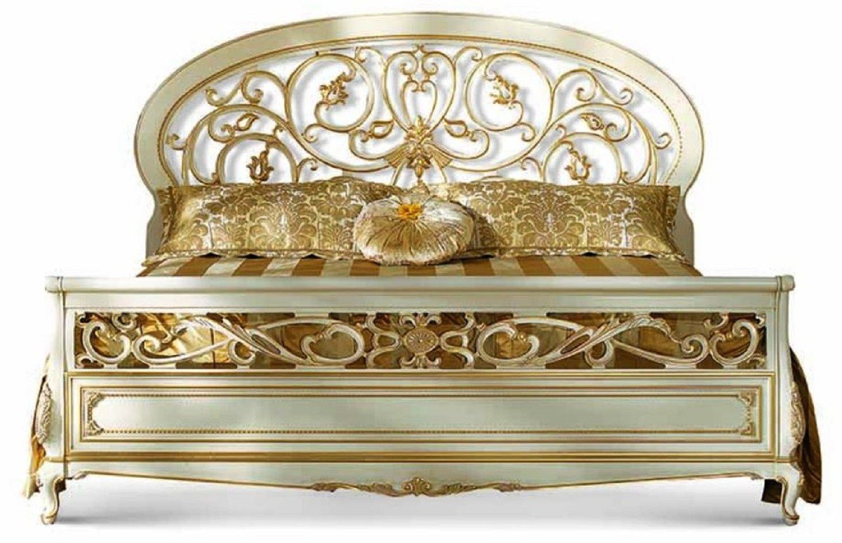 Casa Padrino Bett Casa Padrino Luxus Barock Doppelbett Elfenbein / Gold - Made in Italy von Casa Padrino