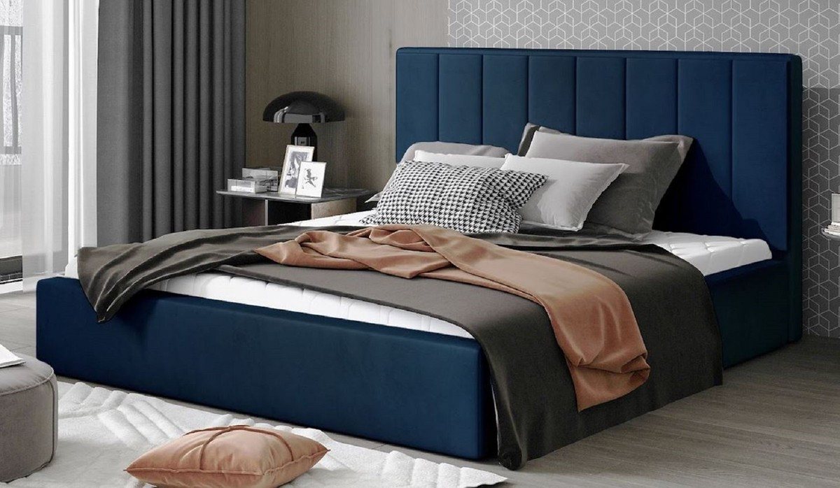 Casa Padrino Bett Casa Padrino Luxus Doppelbett mit Matratze Blau - Verschiedene Größen von Casa Padrino