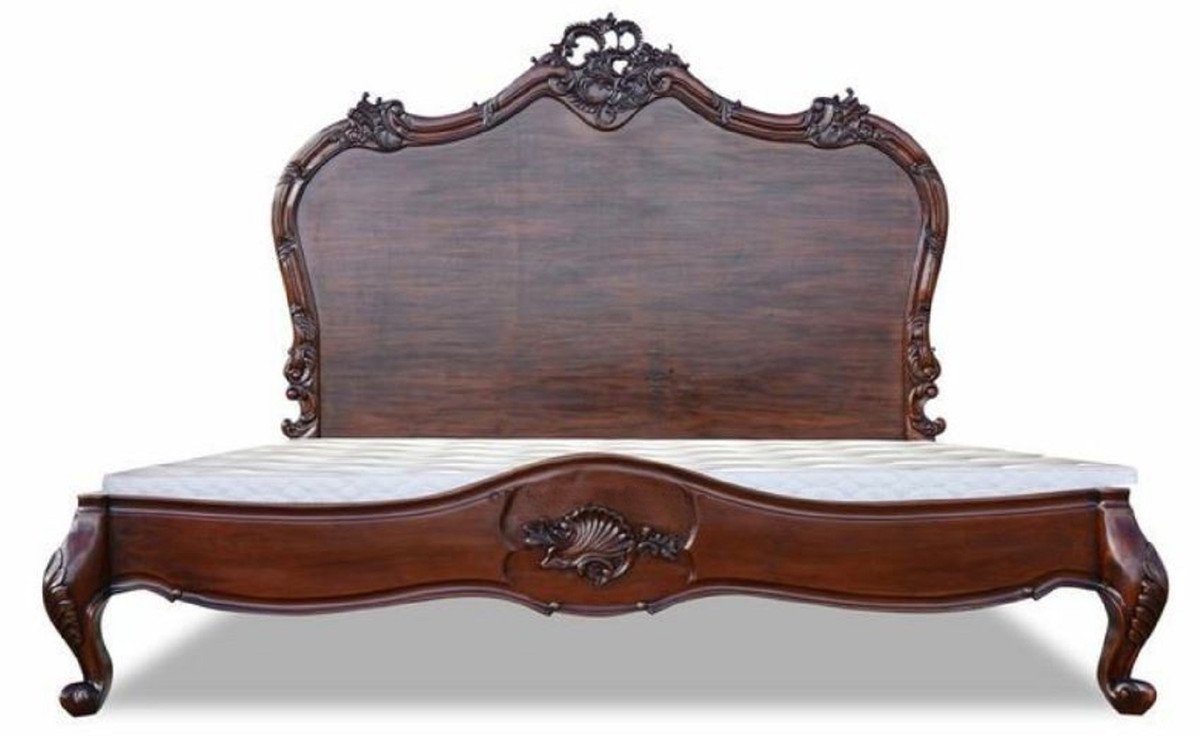 Casa Padrino Bett Doppelbett Dunkelbraun - Prunkvolles Massivholz Bett mit Kopfteil - Schlafzimmer Möbel im Barockstil von Casa Padrino