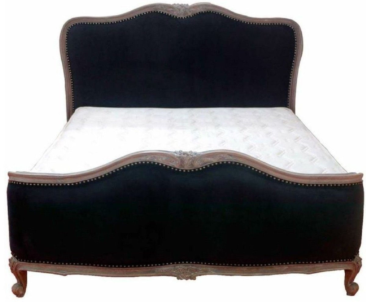 Casa Padrino Bett Doppelbett Schwarz / Antik Braun - Edles Massivholz Bett mit Kopfteil - Schlafzimmer Möbel von Casa Padrino