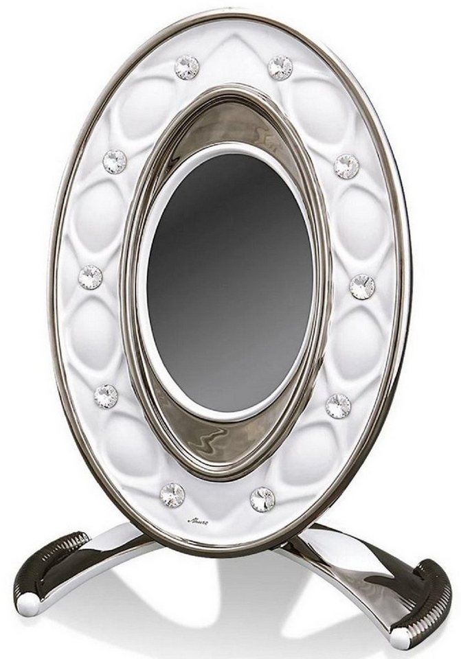Casa Padrino Bilderrahmen Barock Bilderrahmen Weiß / Silber 26 x 16 x H. 36 cm - Prunkvoller Keramik Bilderrahmen mit Swarovski Kristallglas Casa Padrino Bilderrahmen Barock Bilderrahmen Weiß / Silber 26 x 16 x H. 36 cm - Prunkvoller Keramik Bilderrahmen mit Swarovski Kristallglas von Casa Padrino