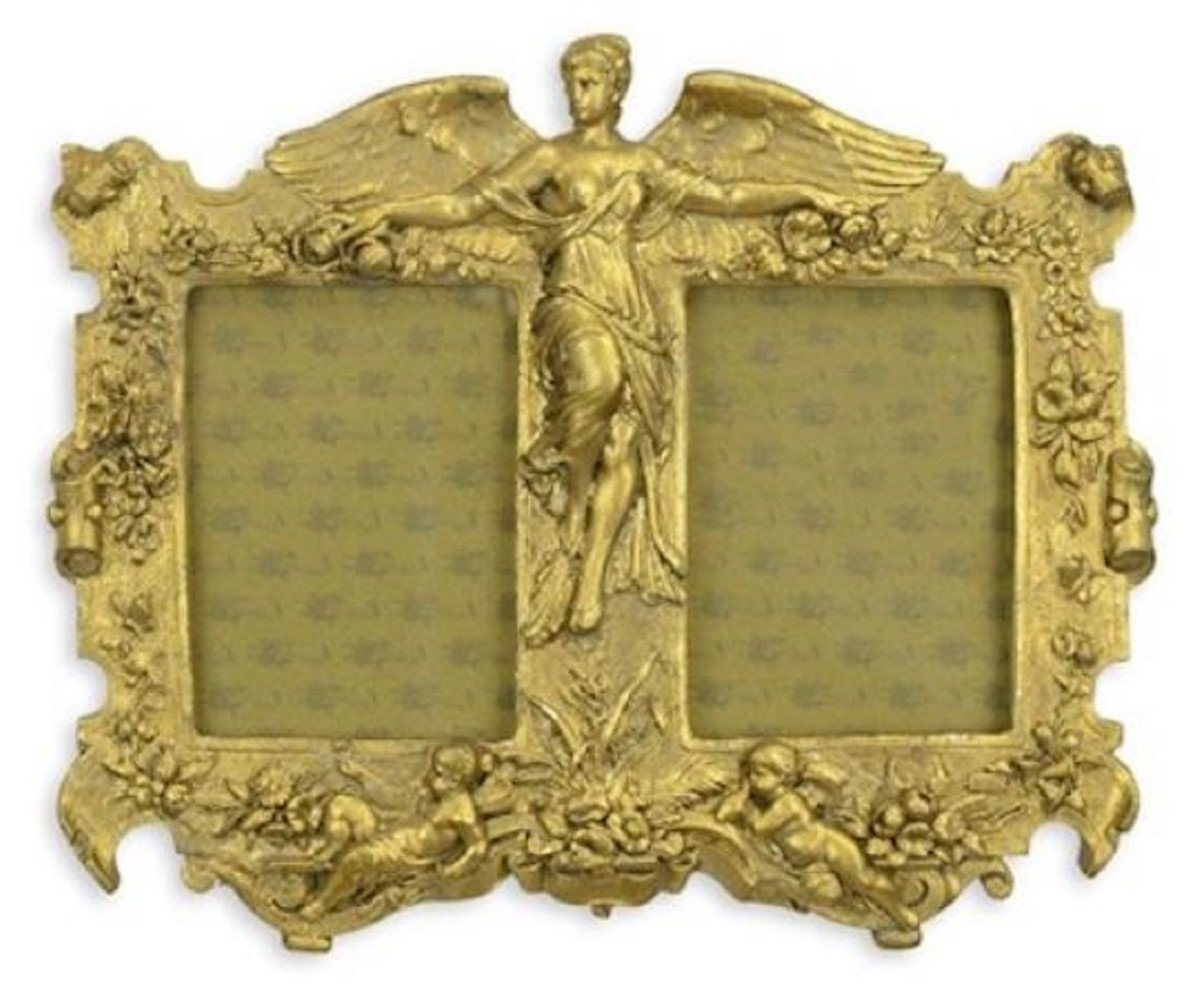 Casa Padrino Bilderrahmen Casa Padrino Barock Doppel Wand Bilderrahmen Engel Gold 32,3 x H. 26,8 cm - Antik Stil Bilderrahmen - Barock Wanddeko - Deko Accessoires im Barockstil - Barock Interior von Casa Padrino