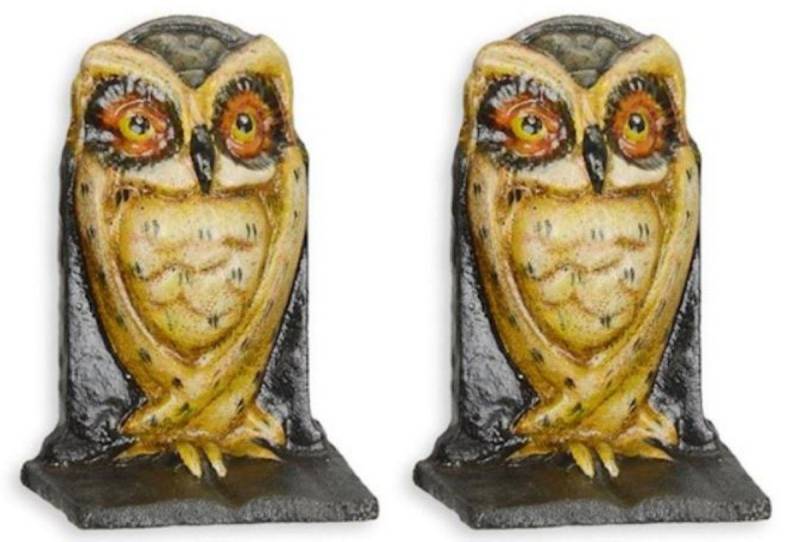Casa Padrino Buchstütze Gusseisen Buchstützen Set Eule Mehrfarbig 7,7 x 5 x H. 11,3 cm - Wohnzimmer & Schreibtisch Deko Accessoires von Casa Padrino