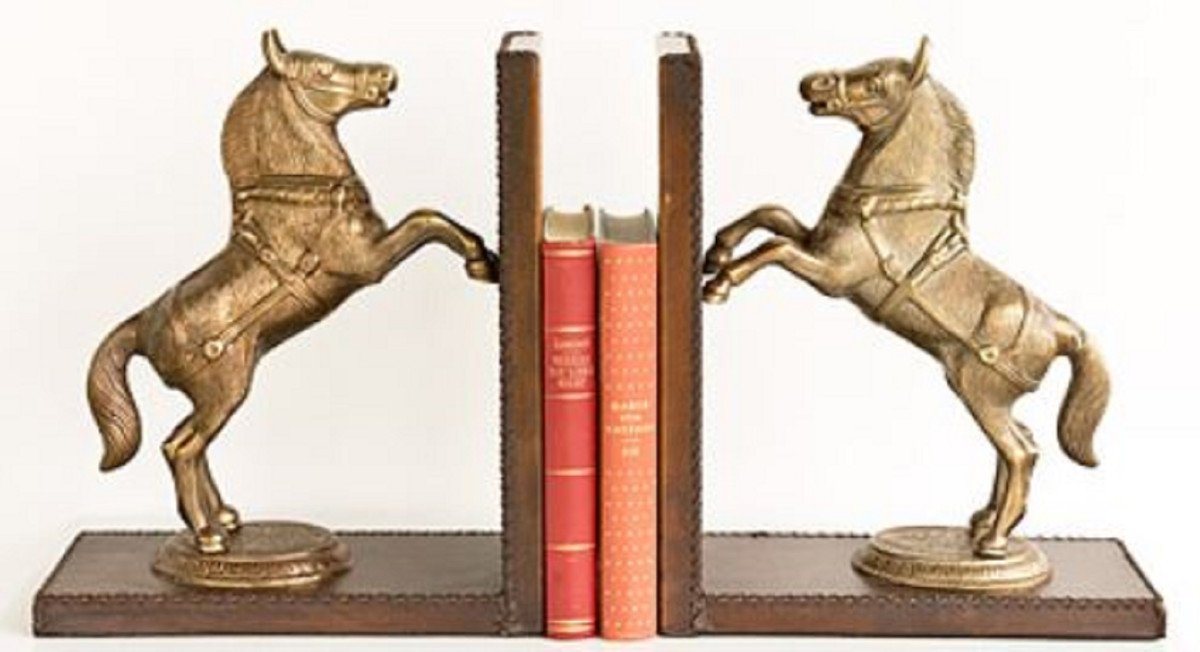 Casa Padrino Buchstütze Luxus Buchstützen Set Pferde Messingfarben / Braun 47,5 x 11 x H. 28 cm - Deko Accessoires von Casa Padrino