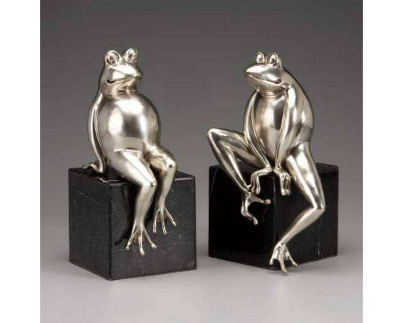 Casa Padrino Buchstütze Luxus Bücherstützen Frösche aus Bronze auf Marmorsockel - Bücherstütze - Book End Casa Padrino Buchstütze Luxus Bücherstützen Frösche aus Bronze auf Marmorsockel - Bücherstütze - Book End von Casa Padrino