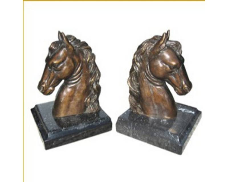 Casa Padrino Buchstütze Luxus Bücherstützen Pferdekopf Horse Head II aus Bronze auf Marmorsockel - Bücherstütze - Book End von Casa Padrino