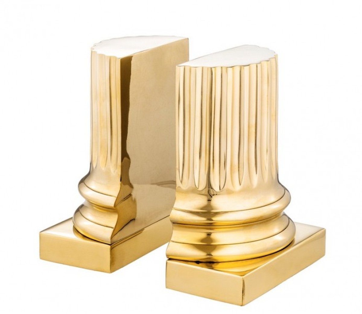 Casa Padrino Buchstütze Luxus Bücherstützen Set Säule Gold - Messing poliert - Bücherstütze - Book End - Luxus Kollektion - Art Deco von Casa Padrino