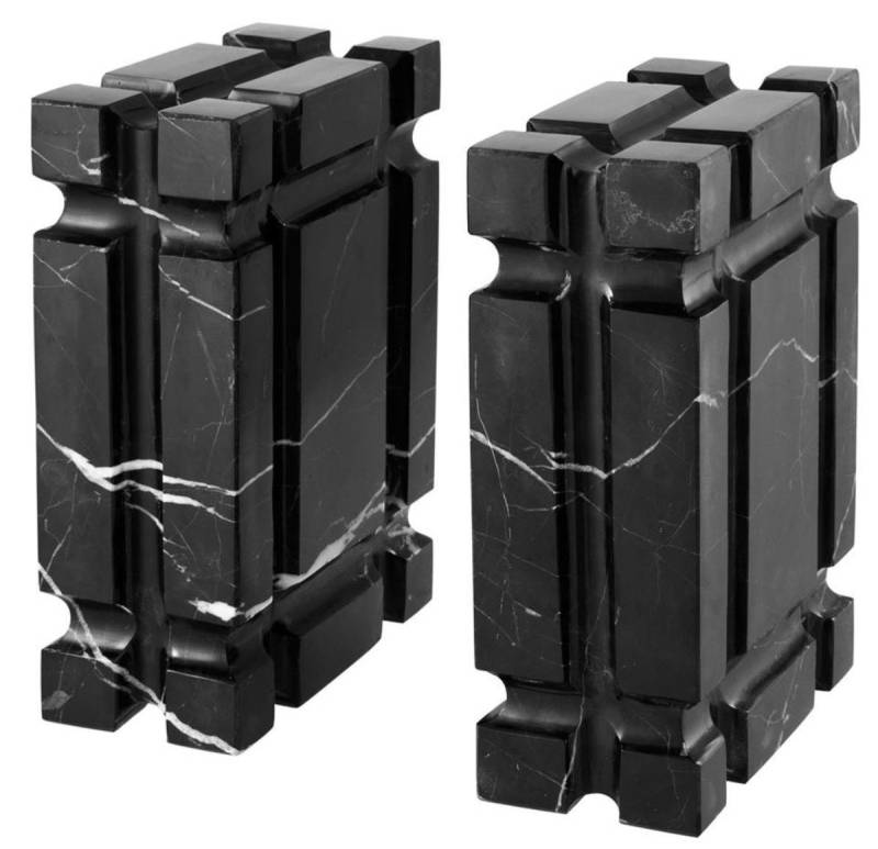 Casa Padrino Buchstütze Marmor Buchstützen 2er Set Schwarz - Luxus Wohnzimmer Accessoires von Casa Padrino