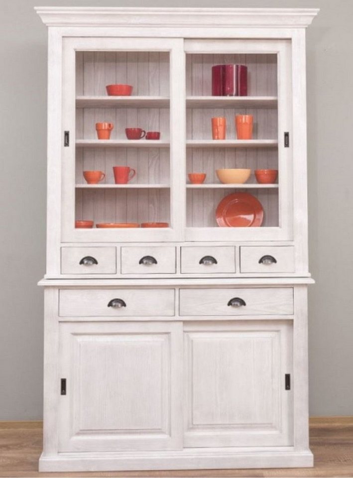 Casa Padrino Buffet Landhausstil Esszimmerschrank Hellgrau 142 x 48 x H. 225 cm - Massivholz Küchenschrank - Landhausstil Esszimmer Möbel von Casa Padrino