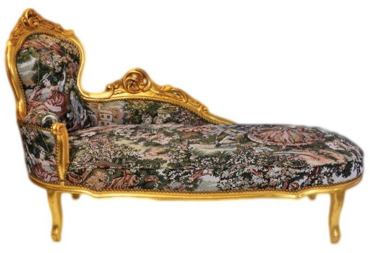 Casa Padrino Chaiselongue Barock Chaiselongue Gobelin Muster / Gold - Möbel Lounge Liege Recamiere von Casa Padrino