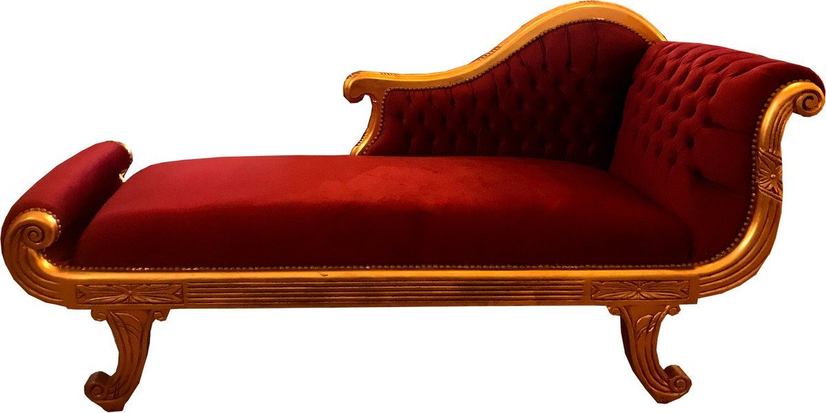Casa Padrino Chaiselongue Barock Chaiselongue Modell XXL Bordeaux Rot / Gold - Antik Stil - Recamiere Wohnzimmer Möbel von Casa Padrino