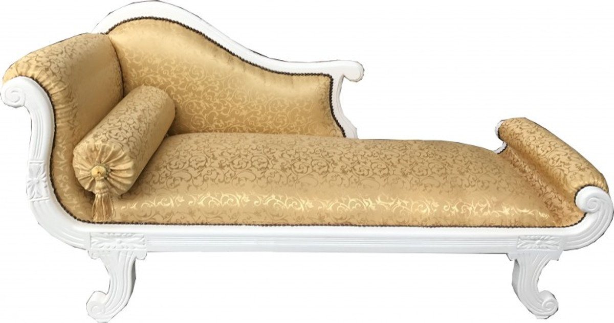 Casa Padrino Chaiselongue Barock Chaiselongue Modell XXL Gold Muster / Weiß - Recamiere Wohnzimmer Möbel von Casa Padrino