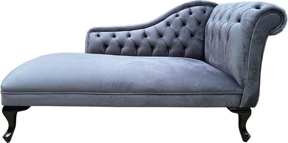 Casa Padrino Chaiselongue Barock Chaiselongue Silbergrau / Schwarz - Handgefertigte Massivholz Recamiere - Barock Möbel - Edel & Prunkvoll von Casa Padrino