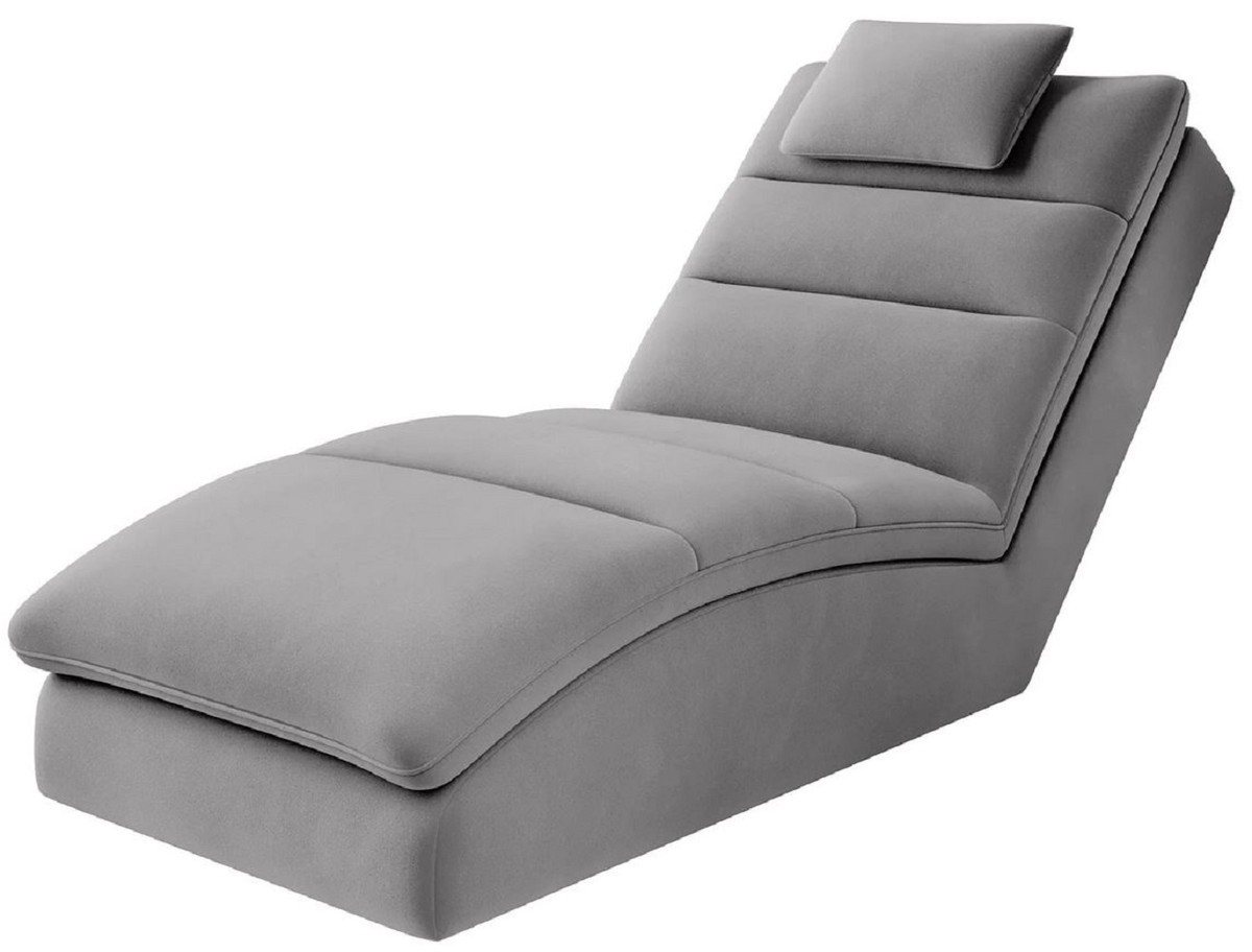 Casa Padrino Chaiselongue Casa Padrino Luxus Samt Chaiselongue mit Kopfkissen Grau 170 cm von Casa Padrino