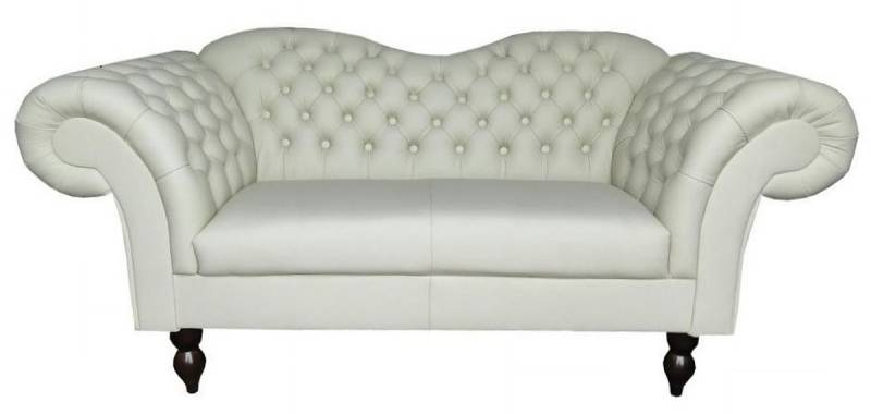 Casa Padrino Chesterfield 2er Sofa Venedig -  Echt Leder WeiÃ von Casa Padrino
