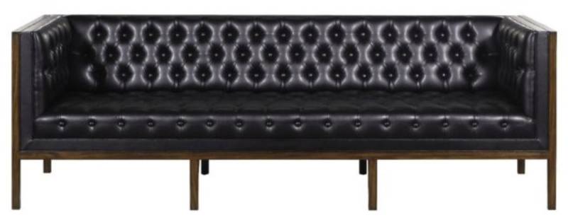 Casa Padrino Chesterfield Echtleder 3-Sitzer Sofa Schwarz / Braun 213 x 78 x H. 72 cm - Hotel MÃ¶bel von Casa Padrino