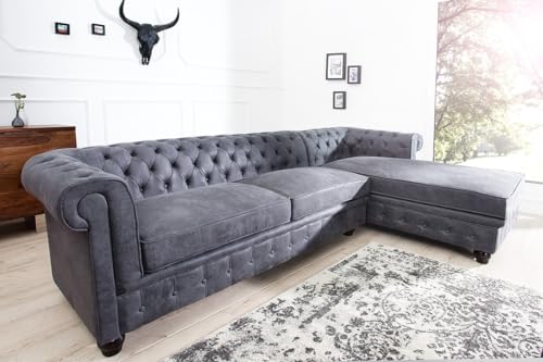 Casa Padrino Chesterfield Ecksofa in Antikgrau - Wohnzimmer Möbel - Couch von Casa Padrino