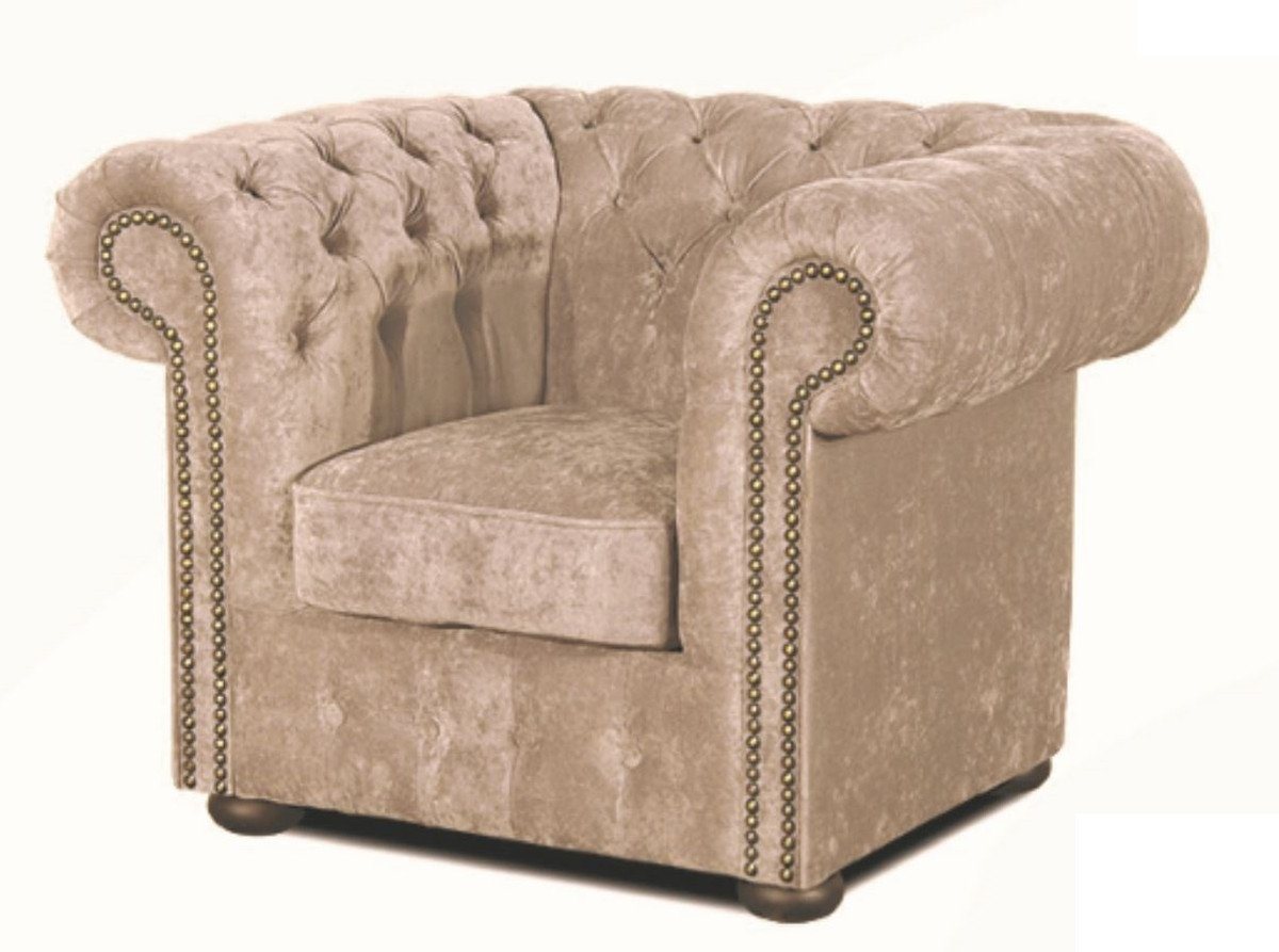 Casa Padrino Chesterfield-Sessel Luxus Chesterfield Sessel Grau 110 x 90 x H. 78 cm - Luxus Qualität von Casa Padrino