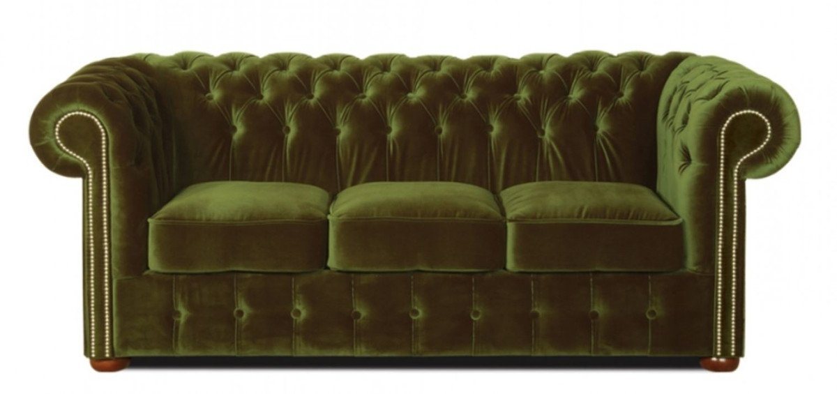Casa Padrino Chesterfield-Sofa Chesterfield 3er Sofa Dunkelgrün 200 x 90 x H. 78 cm - Luxus Qualität von Casa Padrino