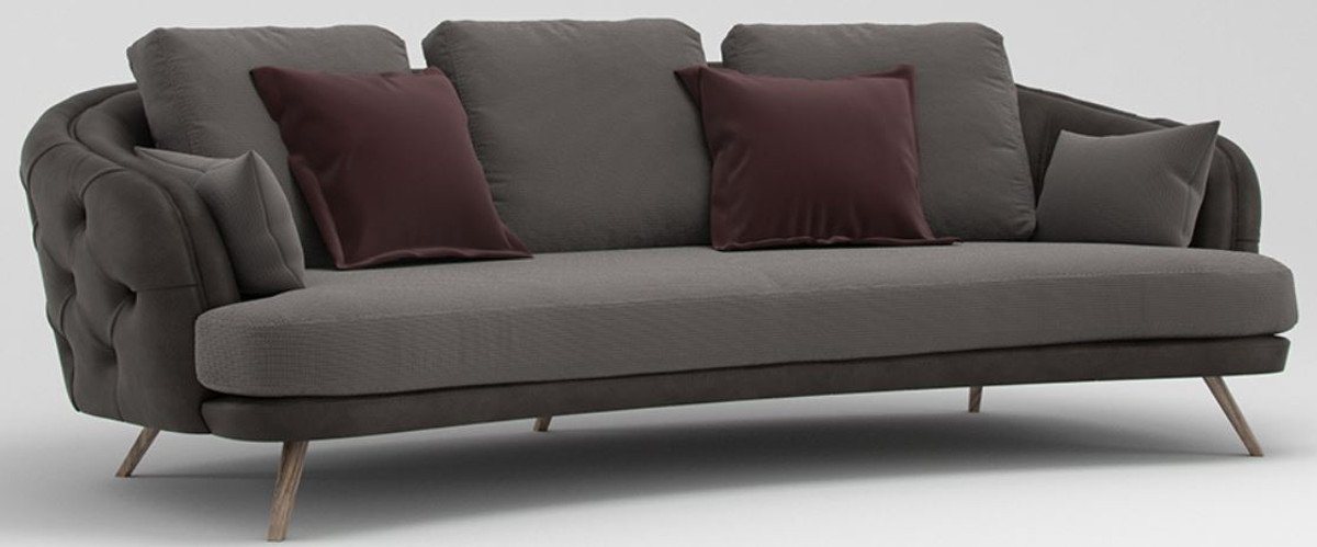 Casa Padrino Chesterfield-Sofa Luxus Chesterfield 3-Sitzer Sofa Grau / Braun 240 x 95 x H. 85 cm - Wohnzimmer Sofa - Wohnzimmer Möbel von Casa Padrino