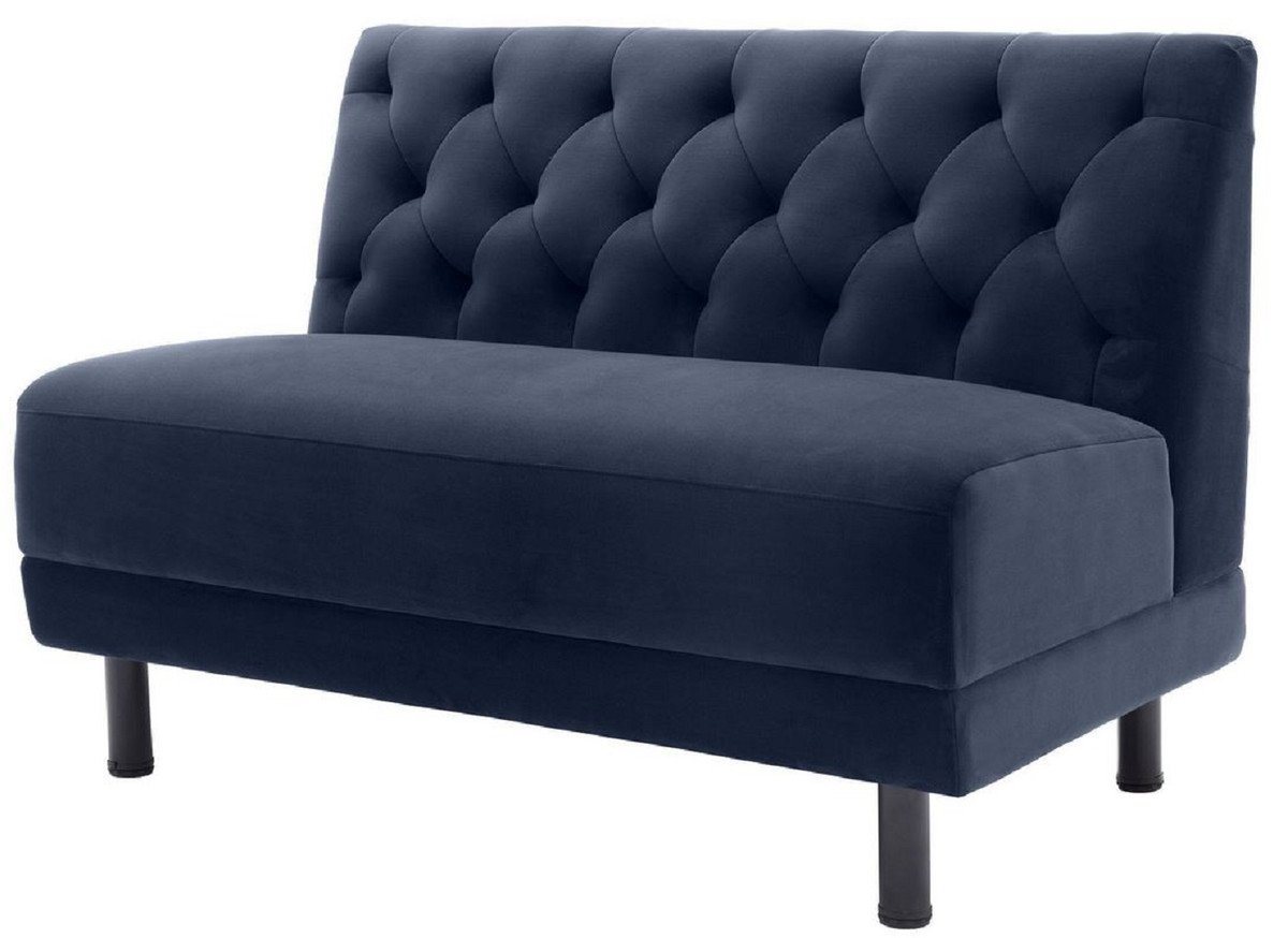 Casa Padrino Chesterfield-Sofa Luxus Chesterfield Couch Mitternachtsblau / Schwarz 121 x 75 x H. 85 cm - Wohnzimmer Sofa mit edlem Samtstoff - Luxus Kollektion von Casa Padrino