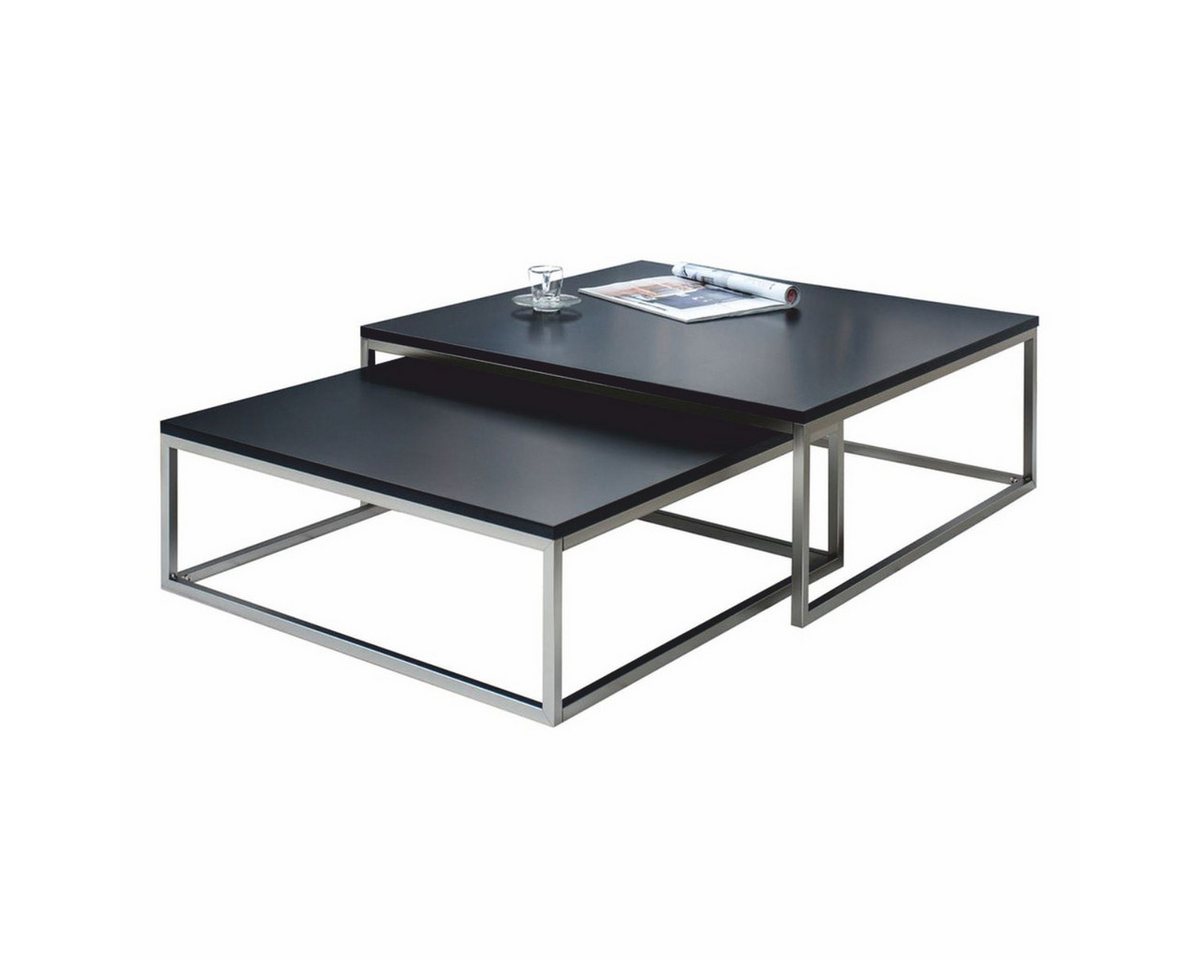 Casa Padrino Couchtisch Casa Padrino Couchtisch 2er Set Schwarz / Silber - Wohnzimmer Möbel von Casa Padrino