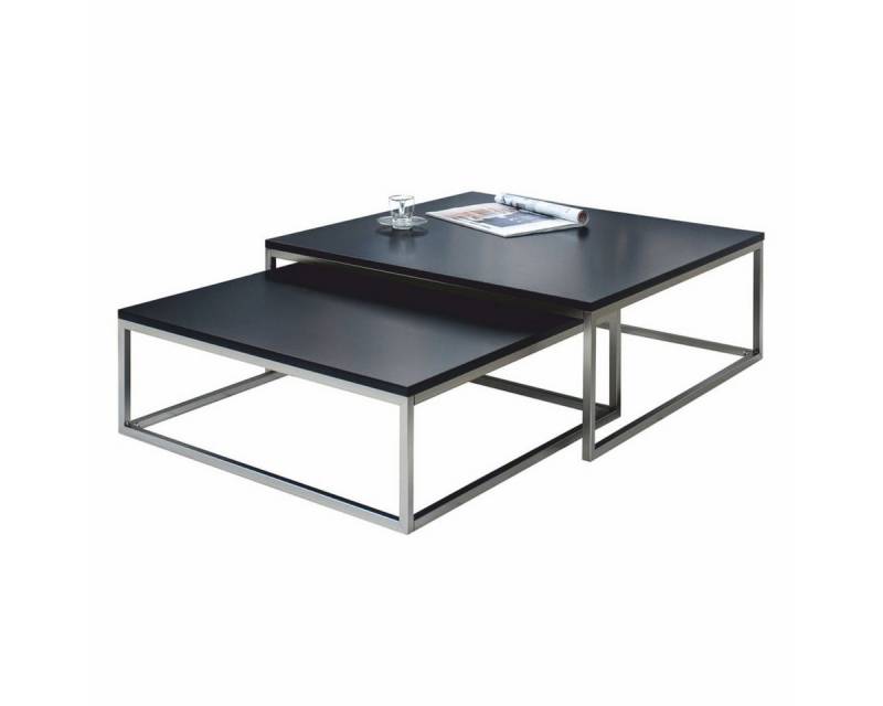 Casa Padrino Couchtisch Casa Padrino Couchtisch 2er Set Schwarz / Silber - Wohnzimmer Möbel von Casa Padrino