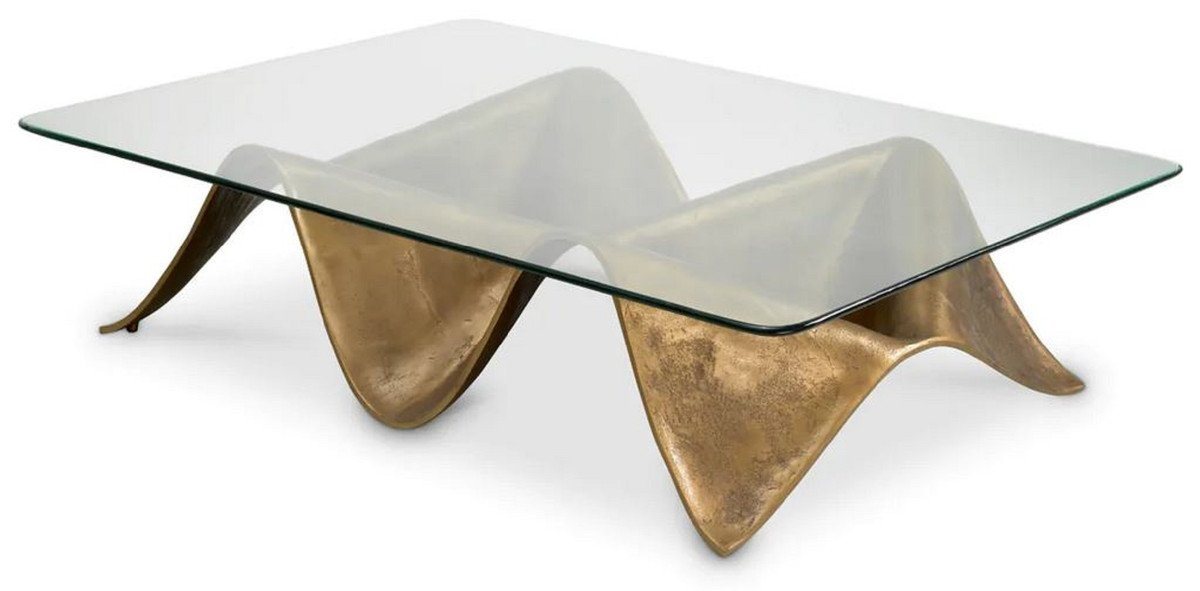 Casa Padrino Couchtisch Casa Padrino Luxus Aluminium Couchtisch Vintage Messing 140 cm von Casa Padrino