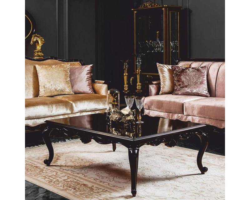 Casa Padrino Couchtisch Casa Padrino Luxus Barock Couchtisch Dunkelbraun 124 cm - Barock Möbel von Casa Padrino