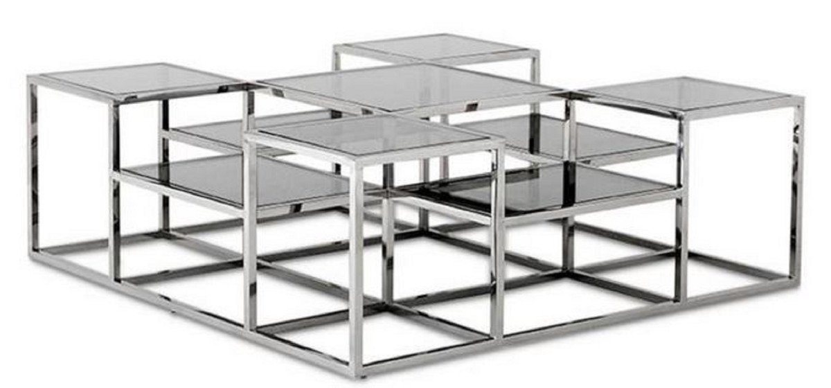 Casa Padrino Couchtisch Designer Couchtisch Silber / Grau 120 x 120 x H. 42 cm - Luxus Wohnzimmermöbel von Casa Padrino