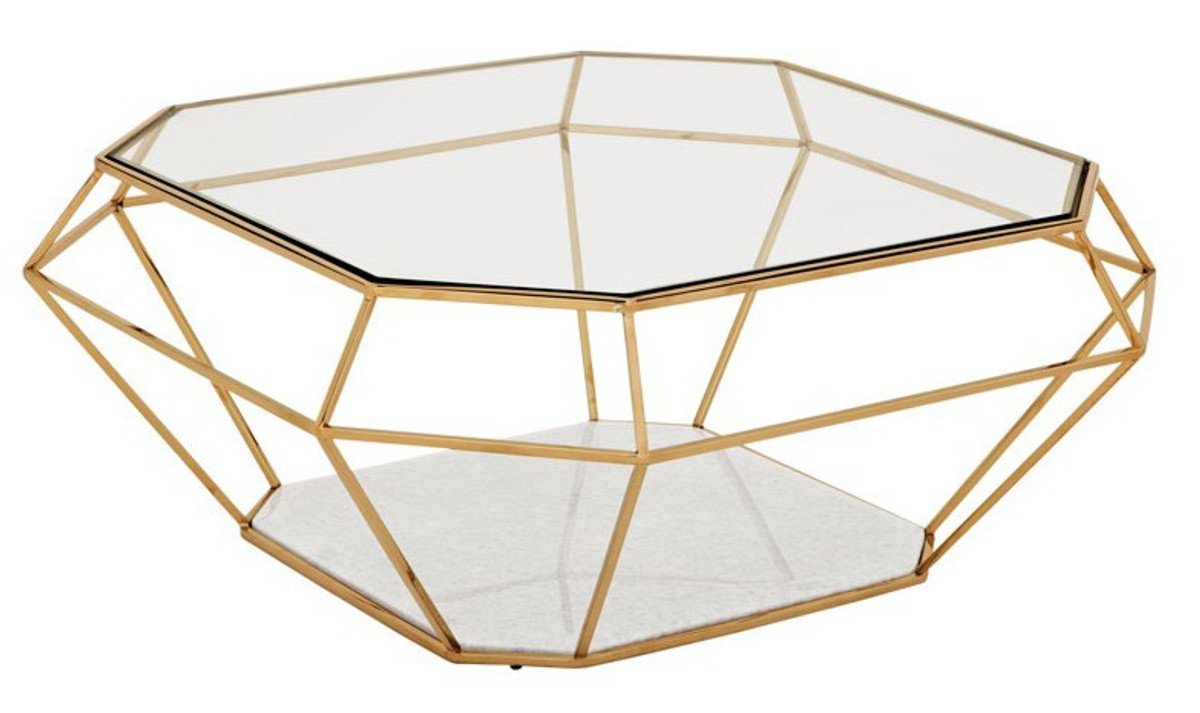 Casa Padrino Couchtisch Luxus Art Deco Couchtisch Glas / Gold - Glastisch - Luxus Kollektion von Casa Padrino