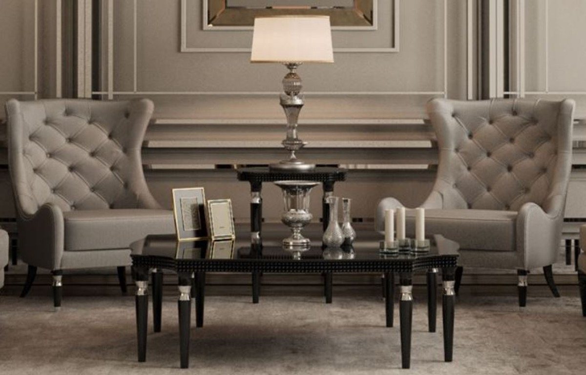 Casa Padrino Couchtisch Luxus Art Deco Couchtisch Schwarz / Silber 130 x 130 x H. 45 cm - Art Deco Wohnzimmertisch - Art Deco Möbel - Luxus Qualität Casa Padrino Couchtisch Luxus Art Deco Couchtisch Schwarz / Silber 130 x 130 x H. 45 cm - Art Deco Wohnzimmertisch - Art Deco Möbel - Luxus Qualität von Casa Padrino