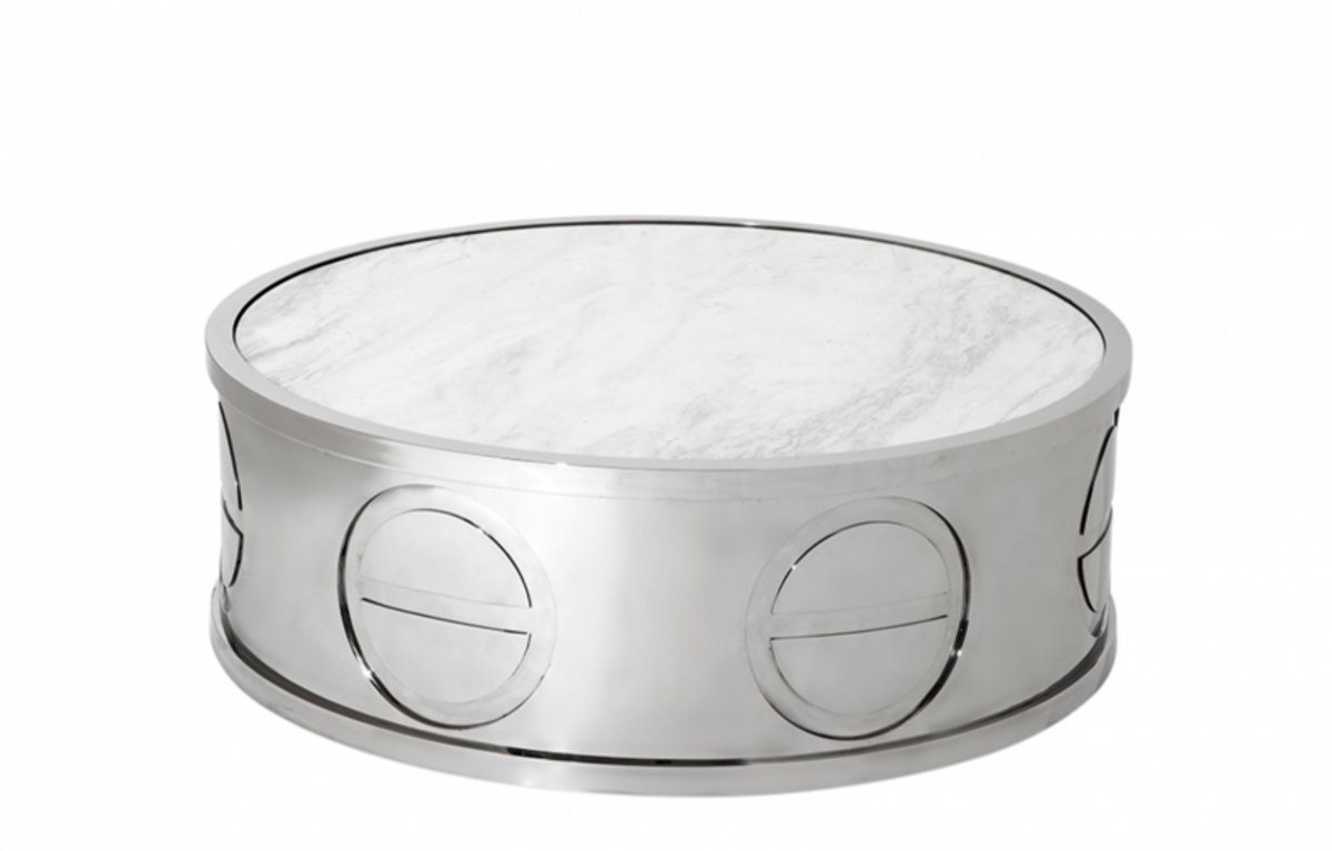 Casa Padrino Couchtisch Luxus Art Deco Designer Couchtisch mit Marmorplatte 100 x H. 32 cm - Salon Tisch - Limited Edition von Casa Padrino