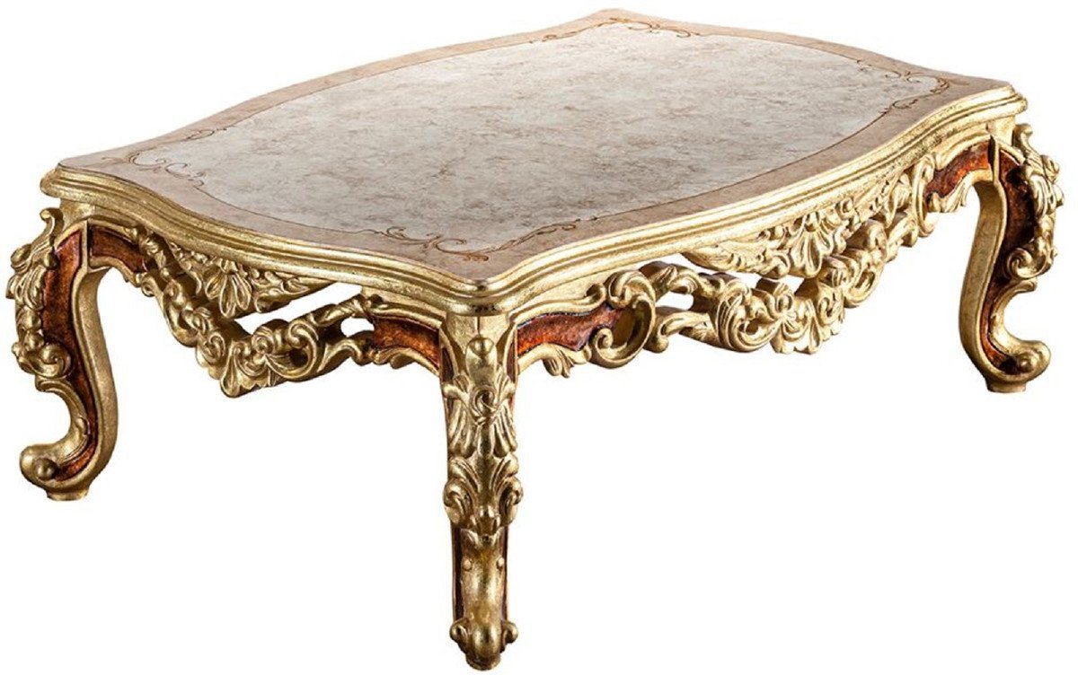 Casa Padrino Couchtisch Luxus Barock Couchtisch Beige / Creme / Gold / Braun - Prunkvoller Massivholz Wohnzimmertisch im Barockstil - Prunkvolle Barock Möbel von Casa Padrino