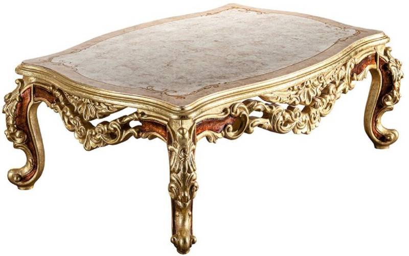 Casa Padrino Couchtisch Luxus Barock Couchtisch Beige / Creme / Gold / Braun - Prunkvoller Massivholz Wohnzimmertisch im Barockstil - Prunkvolle Barock Möbel von Casa Padrino