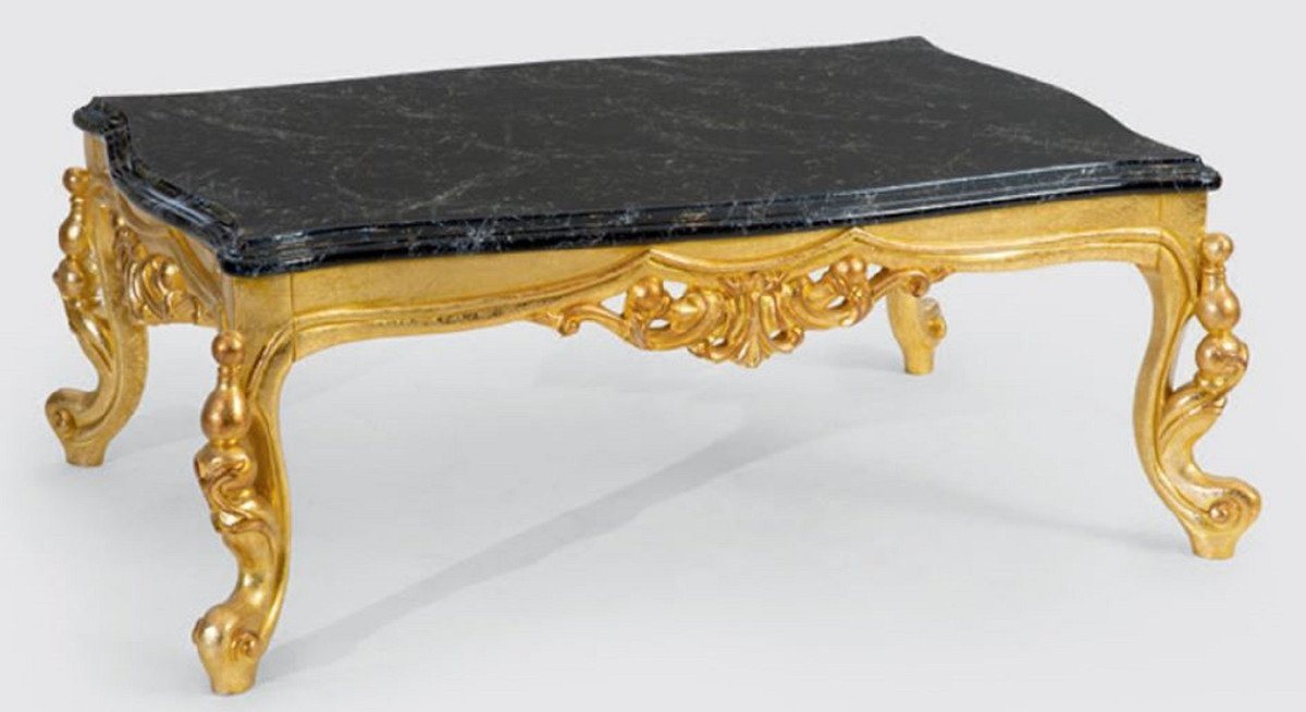 Casa Padrino Couchtisch Luxus Barock Couchtisch Schwarz / Gold 120 x 80 x H. 50 cm - Prunkvoller Massivholz Wohnzimmertisch mit Tischplatte in Marmoroptik - Barock Möbel von Casa Padrino