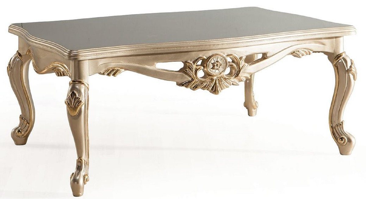 Casa Padrino Couchtisch Luxus Barock Couchtisch Silber / Gold - Prunkvoller Massivholz Wohnzimmertisch im Barockstil - Prunkvolle Barock Möbel von Casa Padrino