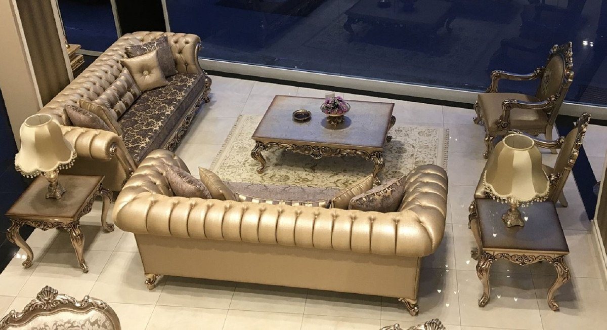 Casa Padrino Couchtisch Luxus Barock Set - 2 Sofas & 2 Sessel & 1 Couchtisch & 2 Beistelltische - Handgefertigte Möbel im Barockstil - Edel & Prunkvoll von Casa Padrino