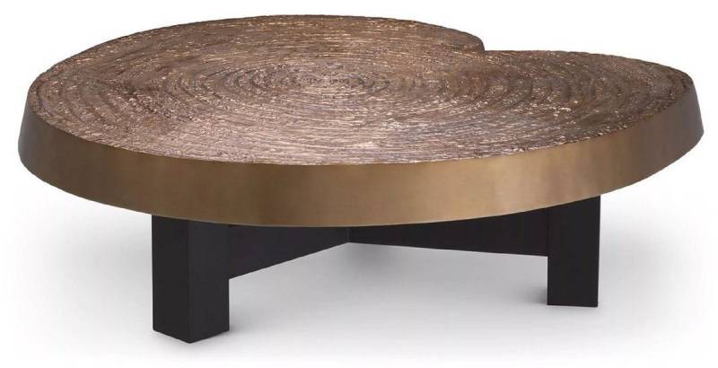 Casa Padrino Couchtisch Luxus Couchtisch Antik Gold / Schwarz 105 x 110 x H. 35 cm - Moderner Wohnzimmertisch mit Aluminium Tischplatte - Möbel - Luxus Möbel von Casa Padrino