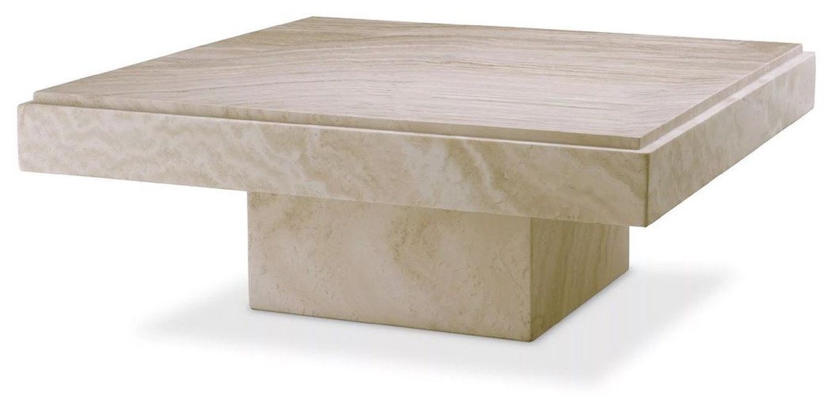Casa Padrino Couchtisch Luxus Couchtisch Beige 83 x 83 x H. 32 cm - Quadratischer Naturstein Wohnzimmertisch - Luxus Möbel von Casa Padrino