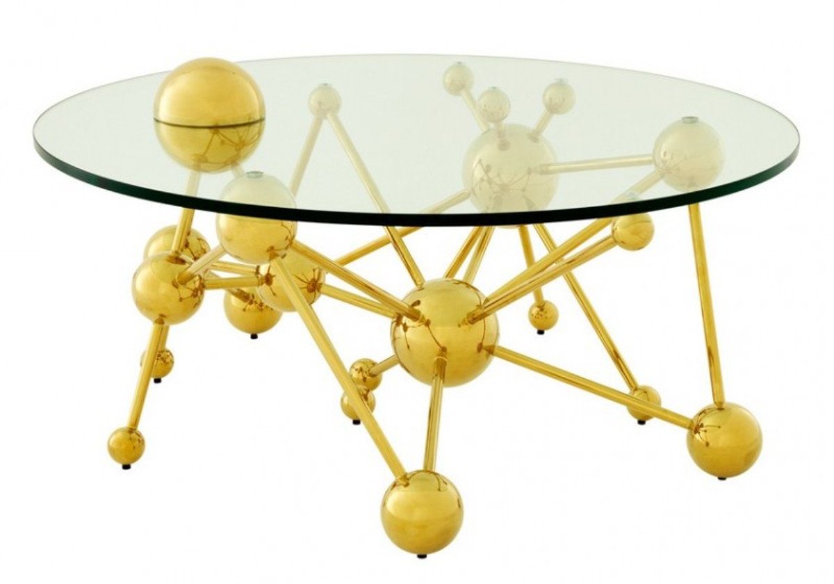 Casa Padrino Couchtisch Luxus Couchtisch Edelstahl / Glas Gold Astronomy - Art Deco Tisch von Casa Padrino