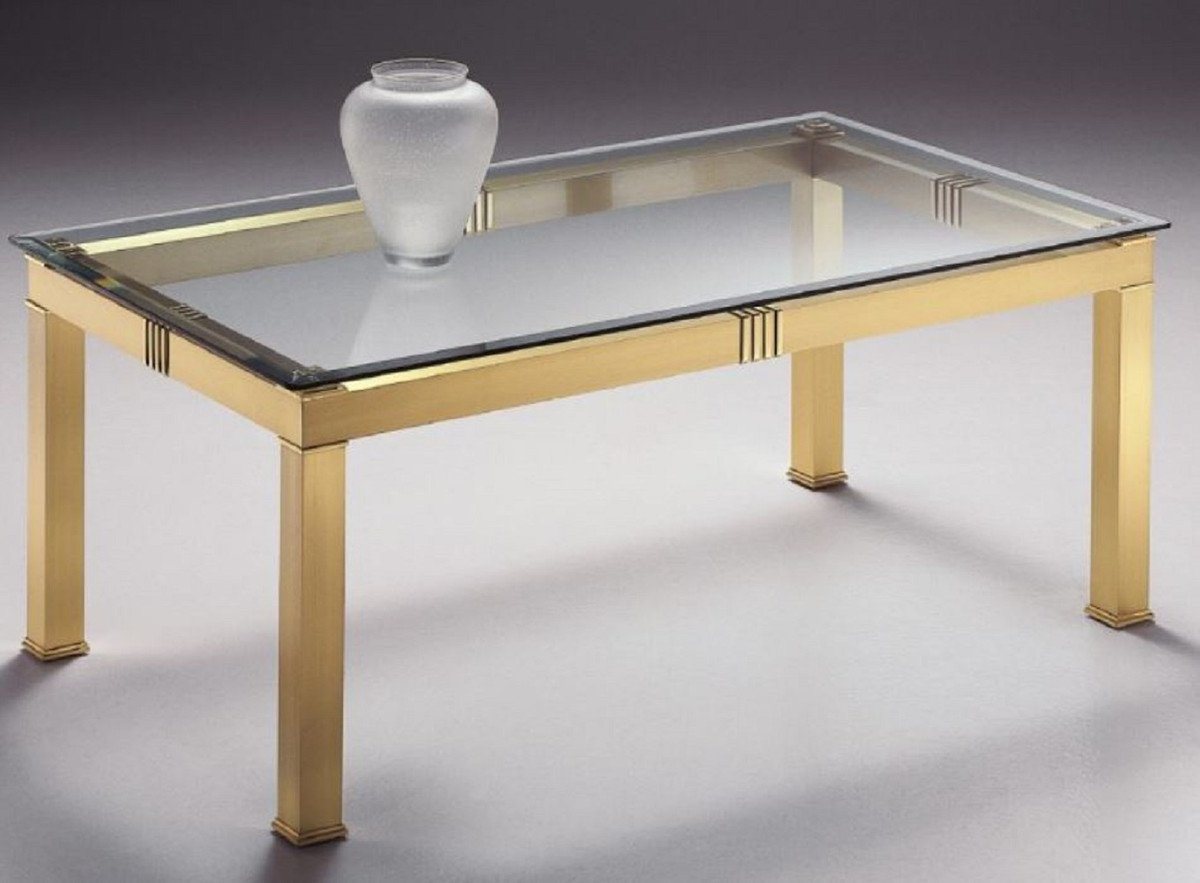 Casa Padrino Couchtisch Luxus Couchtisch Messingfarben 120 x 70 x H. 48 cm - Rechteckiger Messing Wohnzimmertisch mit Glasplatte - Möbel - Luxus Qualität von Casa Padrino