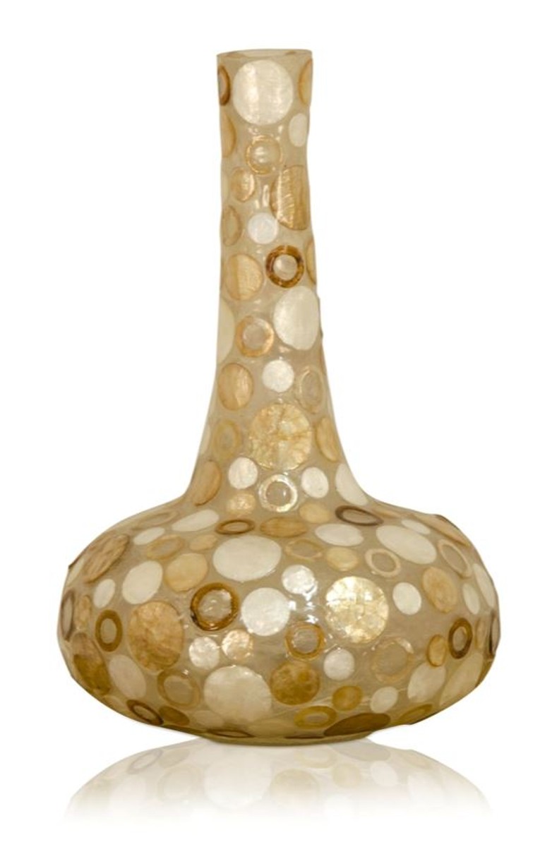 Casa Padrino Deko Vase aus Muschelschalen Ã 26 x H. 43 cm - Ringe & Punkte von Casa Padrino