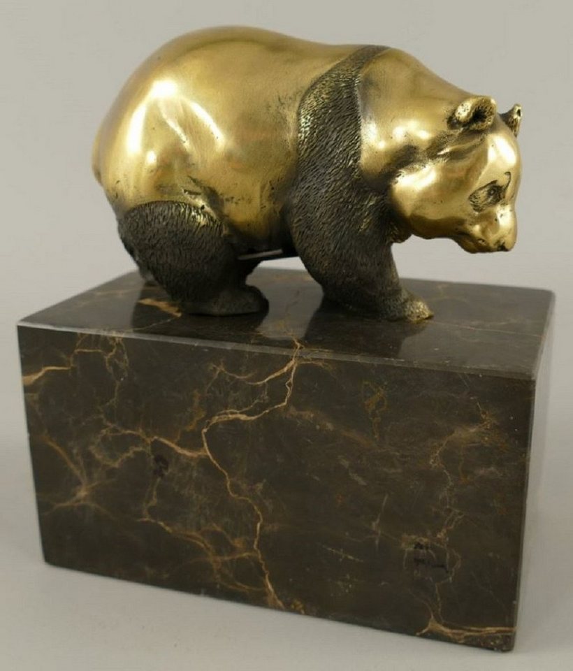 Casa Padrino Dekofigur Bronze Skulptur Panda Bär Gold / Schwarz 13 x 7 x H. 15 cm - Bronzefigur - Dekofigur - Schreibtisch Deko Accessoires von Casa Padrino