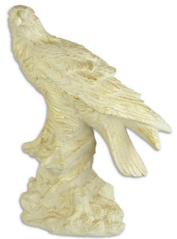 Casa Padrino Dekofigur Casa Padrino Deko Skulptur Adler Cremefarben / Gold 42,7 x 25,7 x H. 59 cm - Polyresin Dekofigur von Casa Padrino