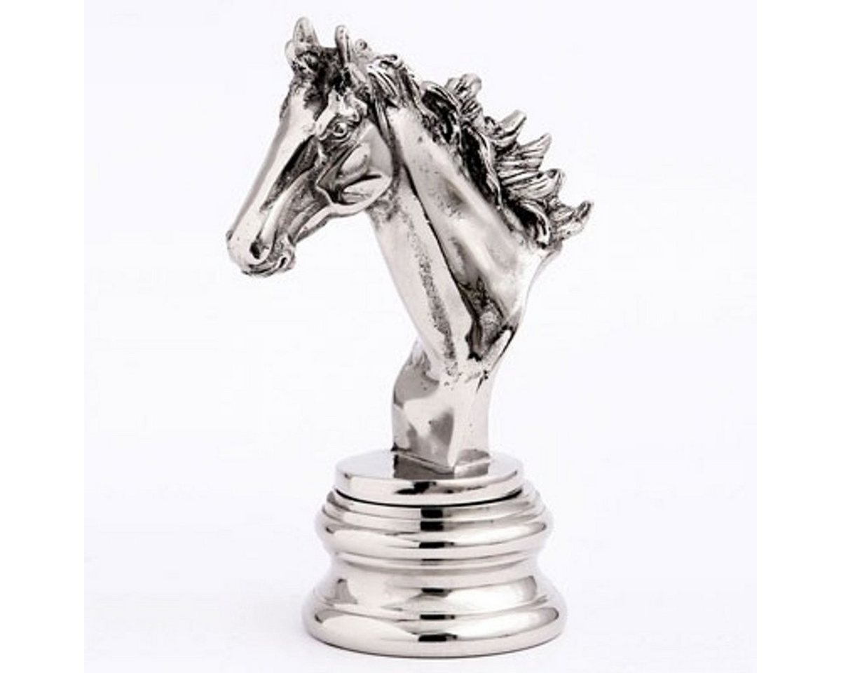 Casa Padrino Dekofigur Casa Padrino Pferdekopf Skulptur Aluminum vernickelt H.23 cm - Figur Pferd von Casa Padrino