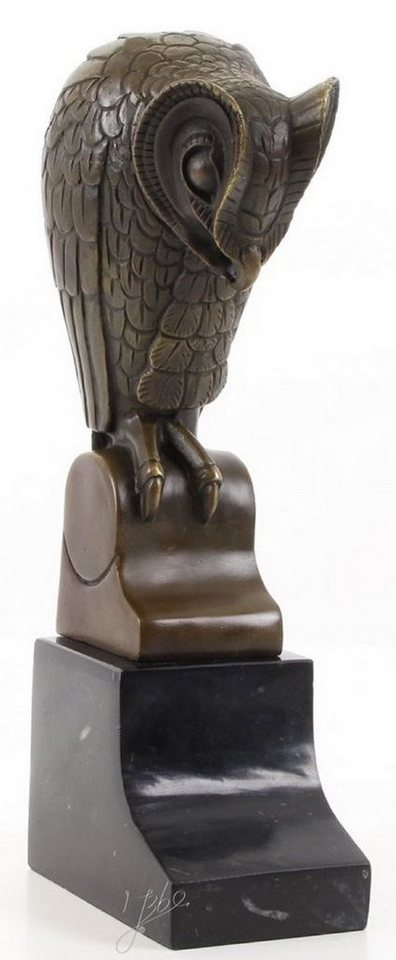 Casa Padrino Dekofigur Designer Bronze Skulptur Eule Bronze / Schwarz 11 x 6,7 x H. 25,3 cm - Luxus Bronzefigur von Casa Padrino