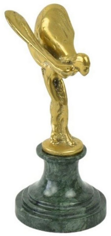 Casa Padrino Dekofigur Luxus Briefbeschwerer Skulptur Frau mit Flügeln Gold / Grün 7 x 8 x H. 16 cm - Elegante Bronze Figur mit Marmorsockel - Luxus Schreibtisch Deko Accessoires von Casa Padrino