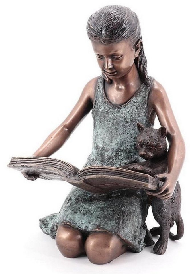 Casa Padrino Dekofigur Luxus Bronze Deko Skulptur Mädchen mit Katze Bronzefarben / Mintgrün 33 x 30 x H. 50 cm - Deko Figur - Wohnzimmer Deko - Schreibtisch Deko - Luxus Kollektion Casa Padrino Dekofigur Luxus Bronze Deko Skulptur Mädchen mit Katze Bronzefarben / Mintgrün 33 x 30 x H. 50 cm - Deko Figur - Wohnzimmer Deko - Schreibtisch Deko - Luxus Kollektion von Casa Padrino