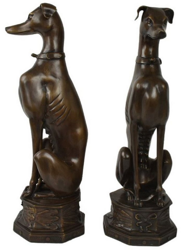 Casa Padrino Dekofigur Luxus Bronze Deko Skulpturen Hunde Bronzefarben 23 x 23 x H. 82 cm - Bronze Dekofiguren - Luxus Hotel & Restaurant Deko Accessoires von Casa Padrino